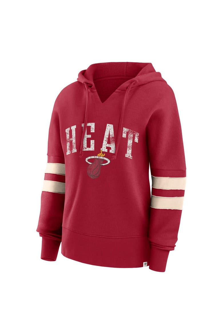 Women's Fanatics Branded Red Miami Heat Bold Move Dolman V-Neck Pullover Hoodie, Alternate, color, Red