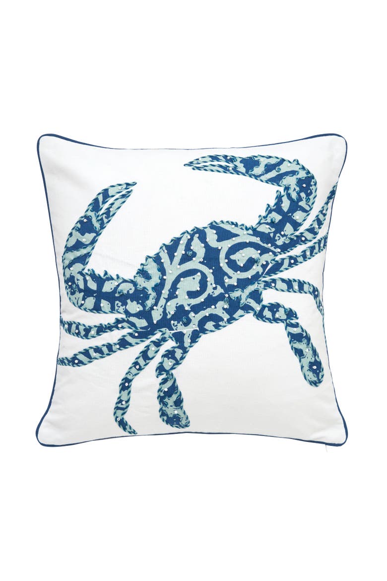 Crab Accent Pillow Decor, Main, color, Blue