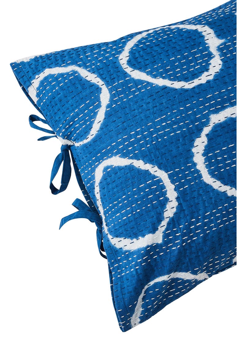 Circles Kantha Set of 2 Cotton Shams, Alternate, color, INDIGO