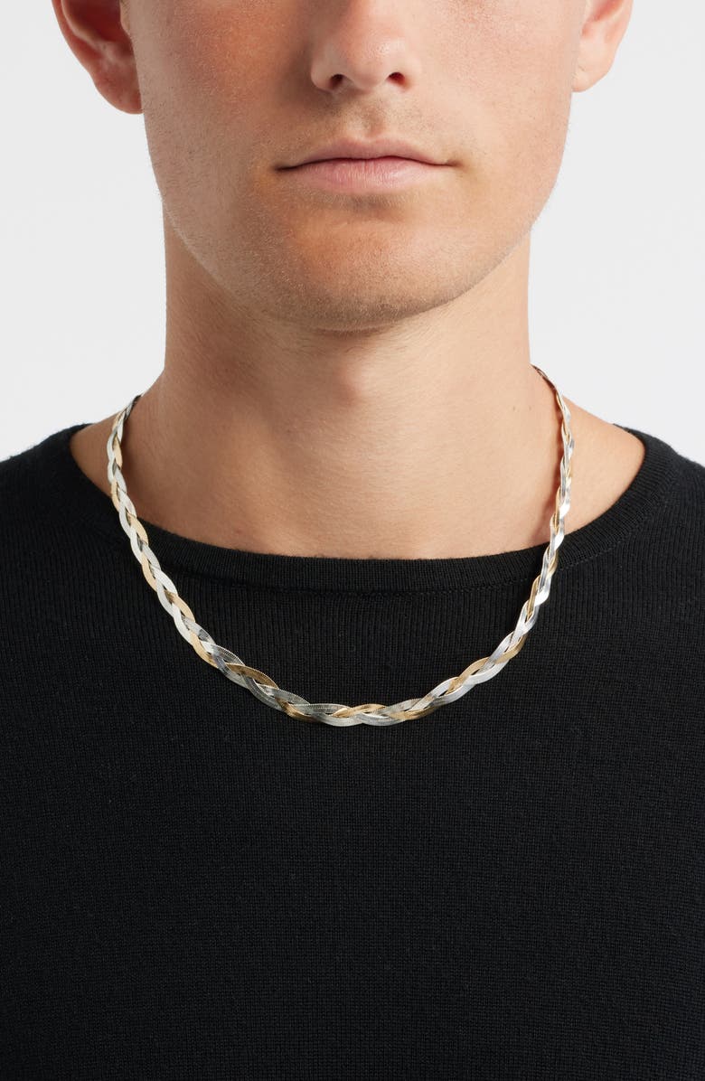 Nordstrom Two-Tone Braided Snake Chain Necklace, Alternate, color, Gold- Silver