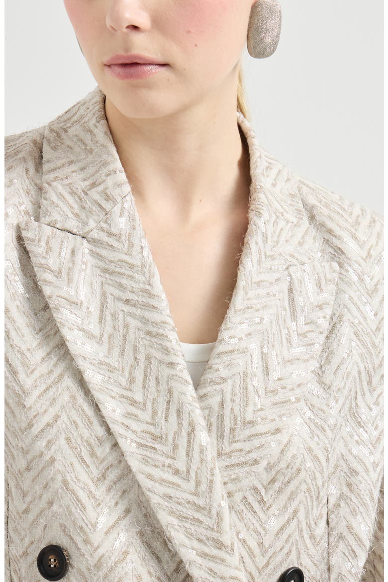 Dazzling chevron embroidery blazer, Alternate, color, Beige