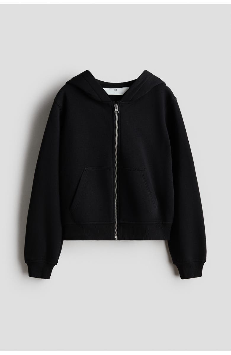 H&M Zip-through Hoodie, Main, color, Black