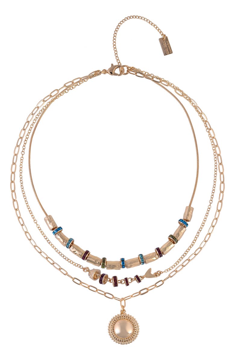 Rachel Roy Crystal Layered Chain Necklace, Main, color, 