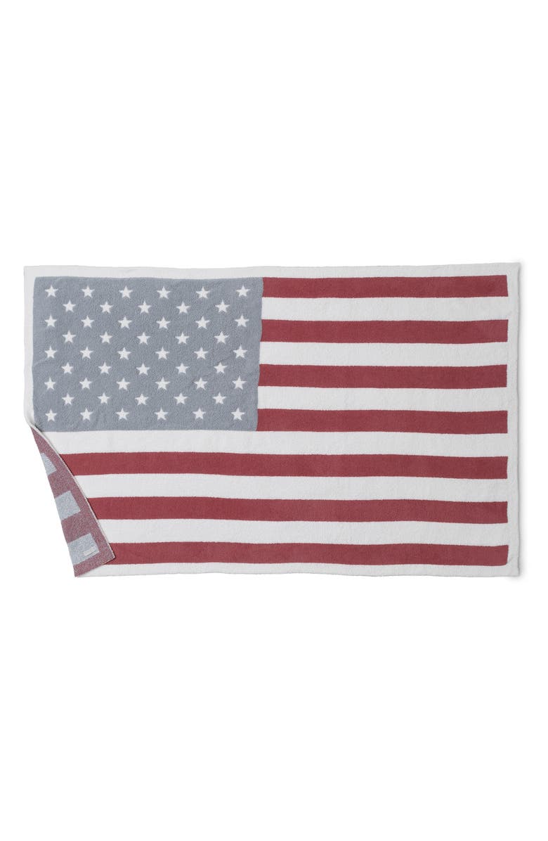 Barefoot Dreams<sup>®</sup> CozyChic<sup>®</sup> American Flag Throw Blanket, Alternate, color, Moonwater Multi