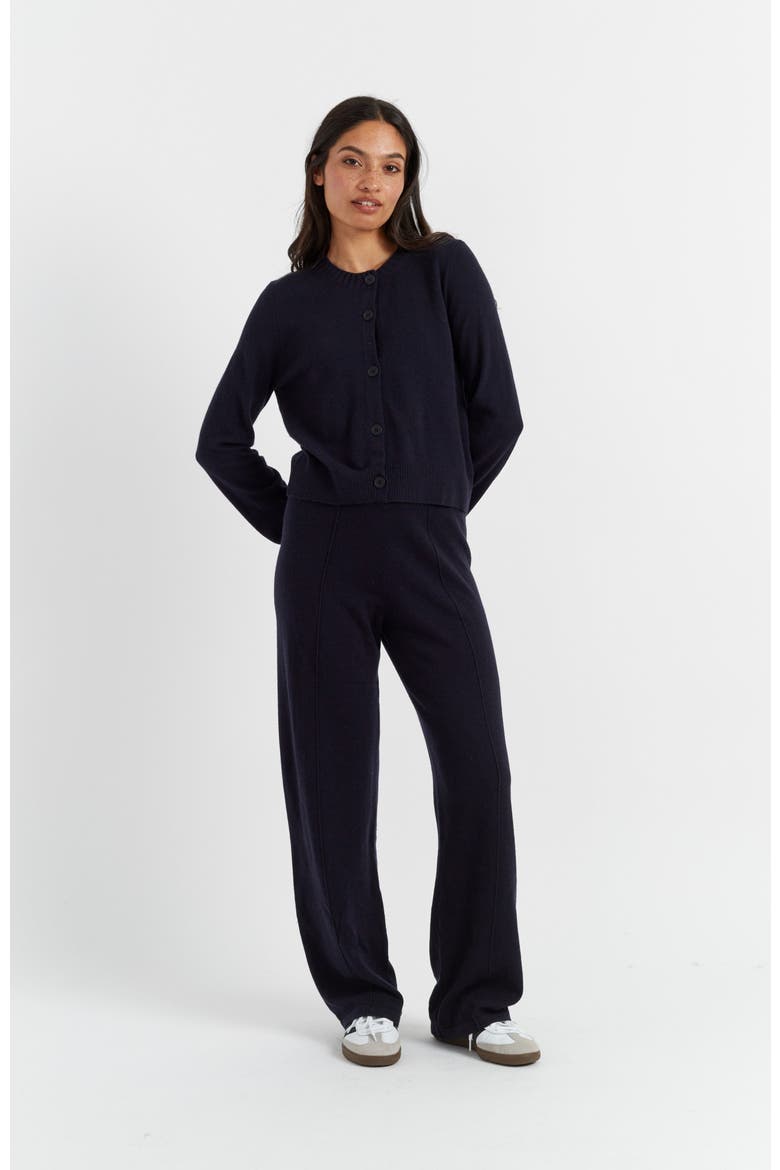 Wool Cashmere Blend Crew Neck Cropped Cardigan, Alternate, color, Black