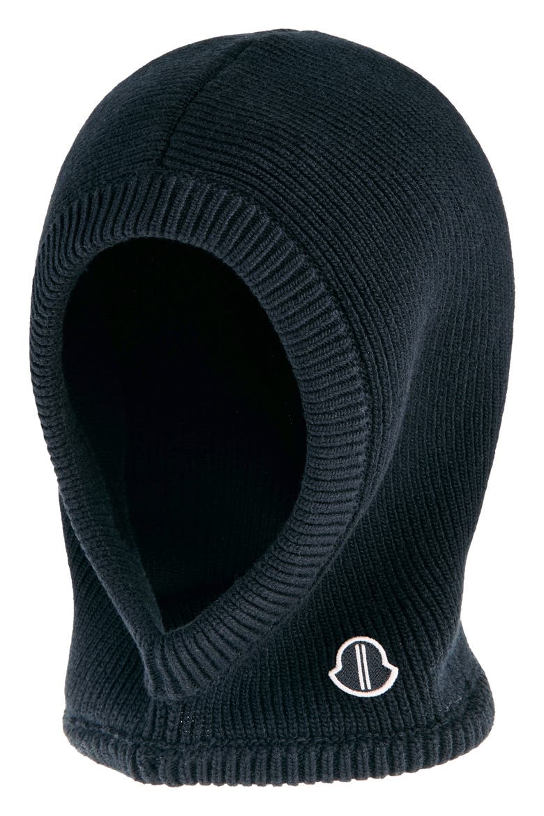 x Rick Owens Logo Patch Virgin Wool Balaclava, Main, color, BLACK