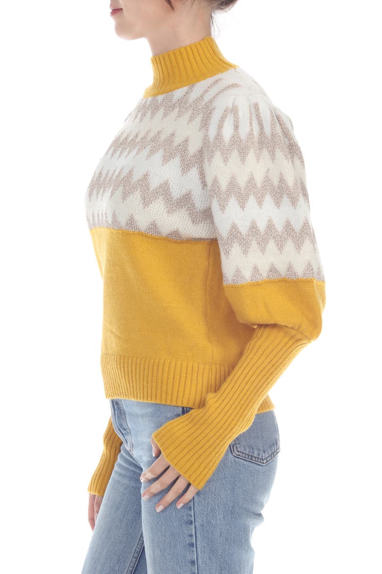 Metallic Chevron Stripe Sweater, Alternate, color, YELLOW