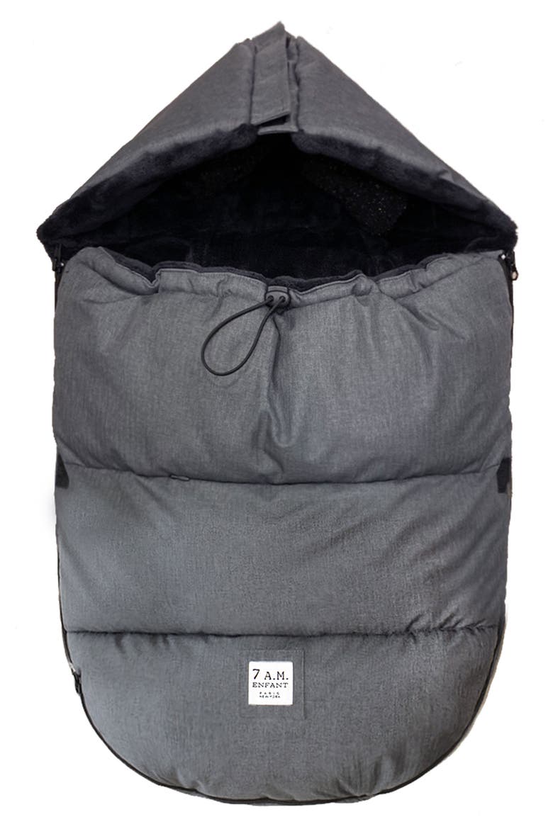 PlushPOD Tundra Water Repellent Faux Fur Lined Car Seat/Stroller Bunting, Alternate, color, HEATHER GREY DARK FAUX FUR