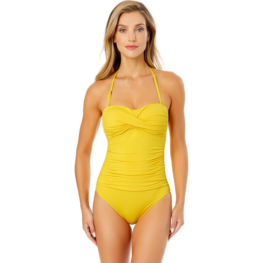 ANNE COLE TWIST FRONT SHIRRED ONE PIECE SWIMSUIT