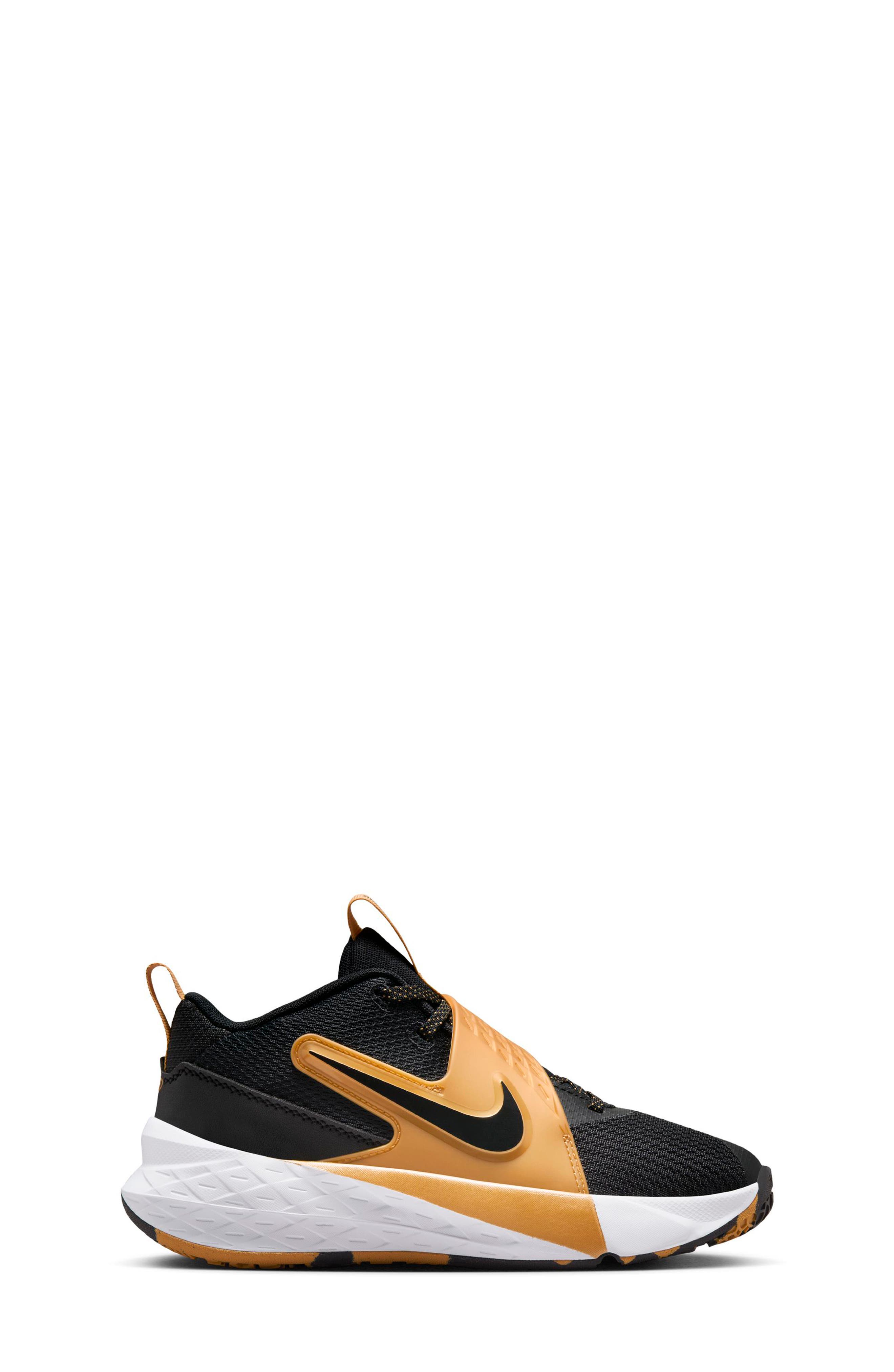 Nike Kids' Team Hustle D 12 Basketball Shoe, Alternate, color, Black/ Metallic Gold/ White