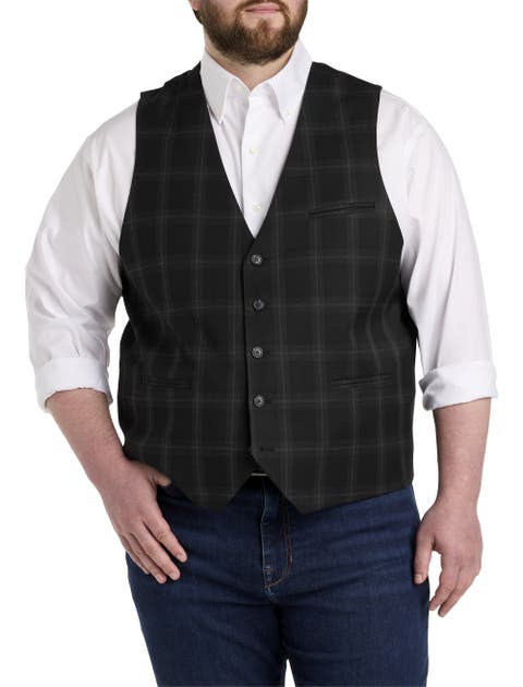 Big 
Tall Windowpane Vest