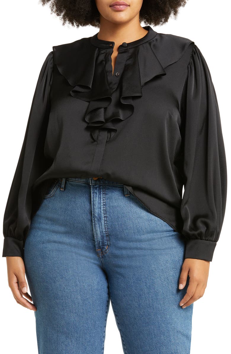 Vince Camuto Ruffle Front Blouse, Main, color, 