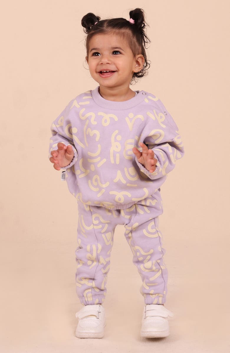 TINY by TINY TRIBE Wiggle Sweatshirt & Joggers Set, Alternate, color, Purple