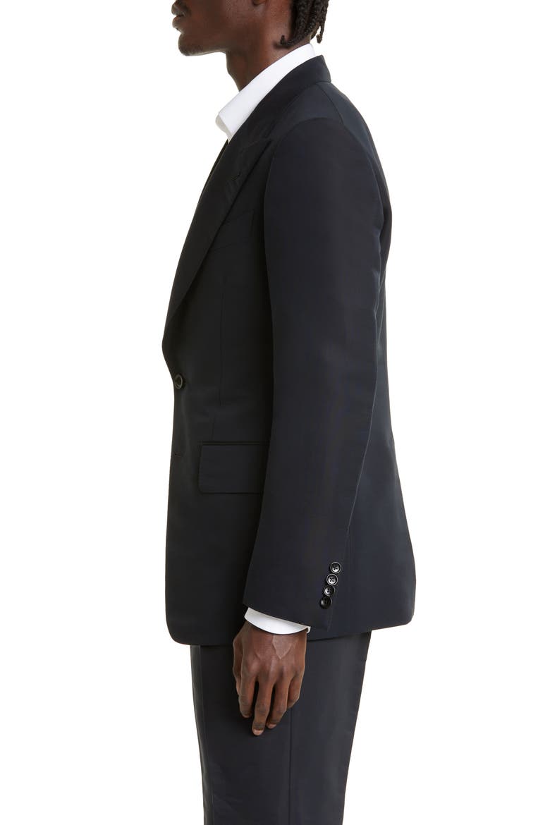 Shelton Cotton & Silk Poplin Tuxedo Jacket, Alternate, color, BLACK
