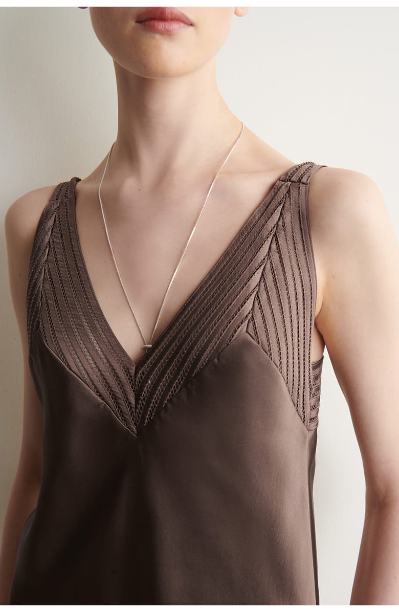 COS Open-stitch Satin Slip Dress, Alternate, color, Brown