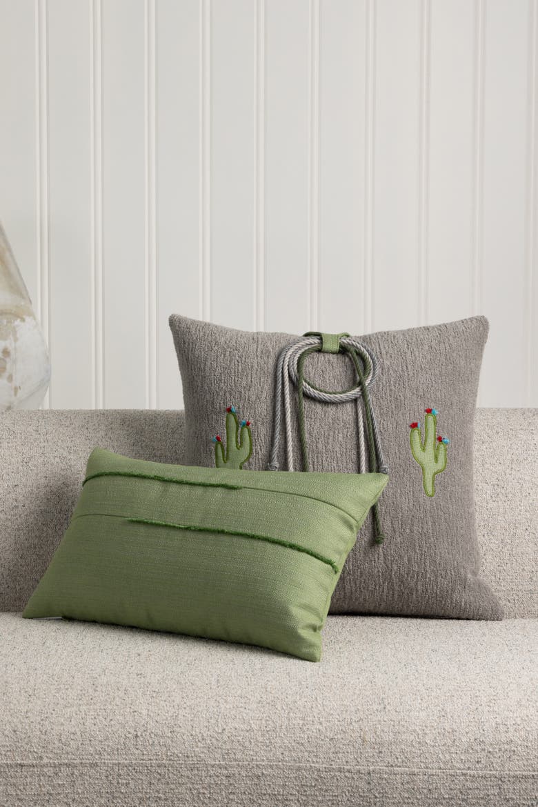 Desert Bloom Hand Appliqued & Knotted Indoor & Outdoor Woven Accent Pillow, Alternate, color, Multi