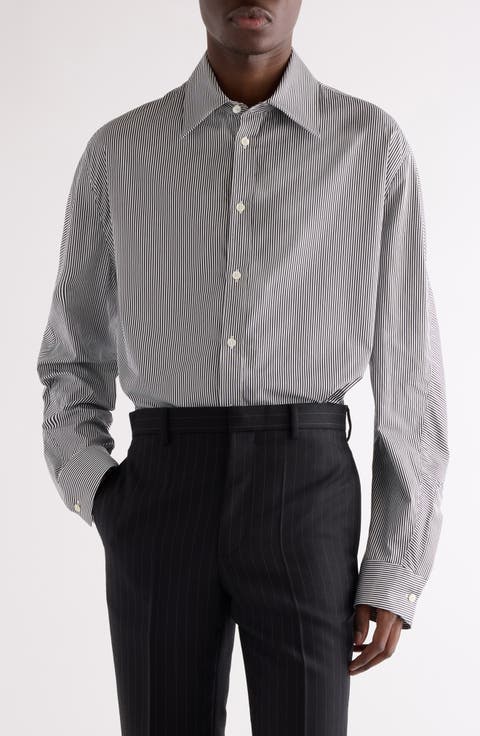 Twisted Sleeve Stripe Cotton Overshirt