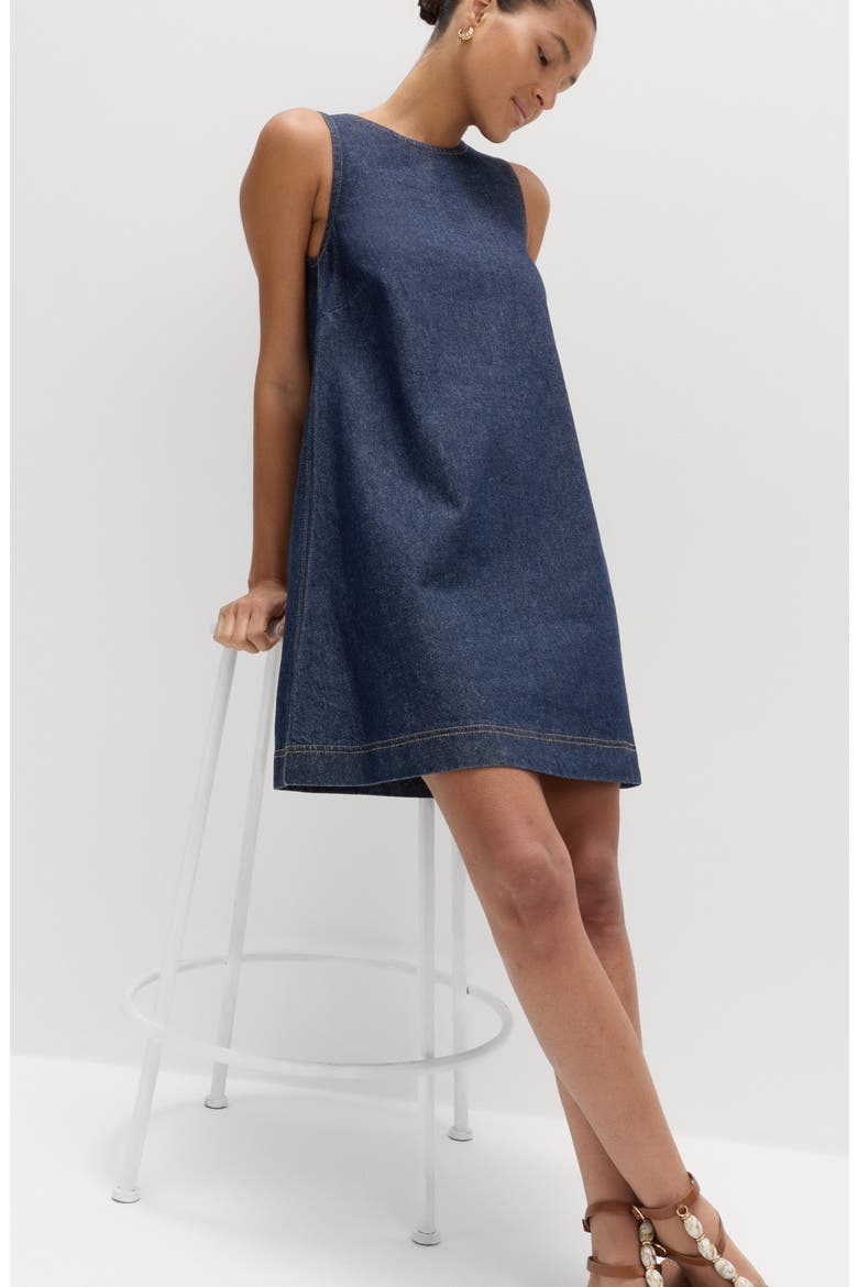 Denim Shift Dress, Alternate, color, DARK INDIGO BLUE