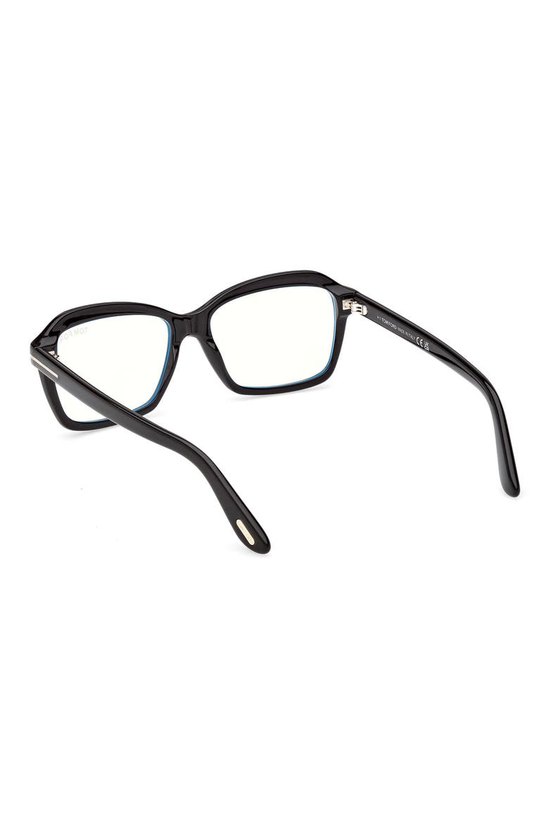 54mm Rectangular Optical Glasses, Alternate, color, SHINY BLACK / T LOGO