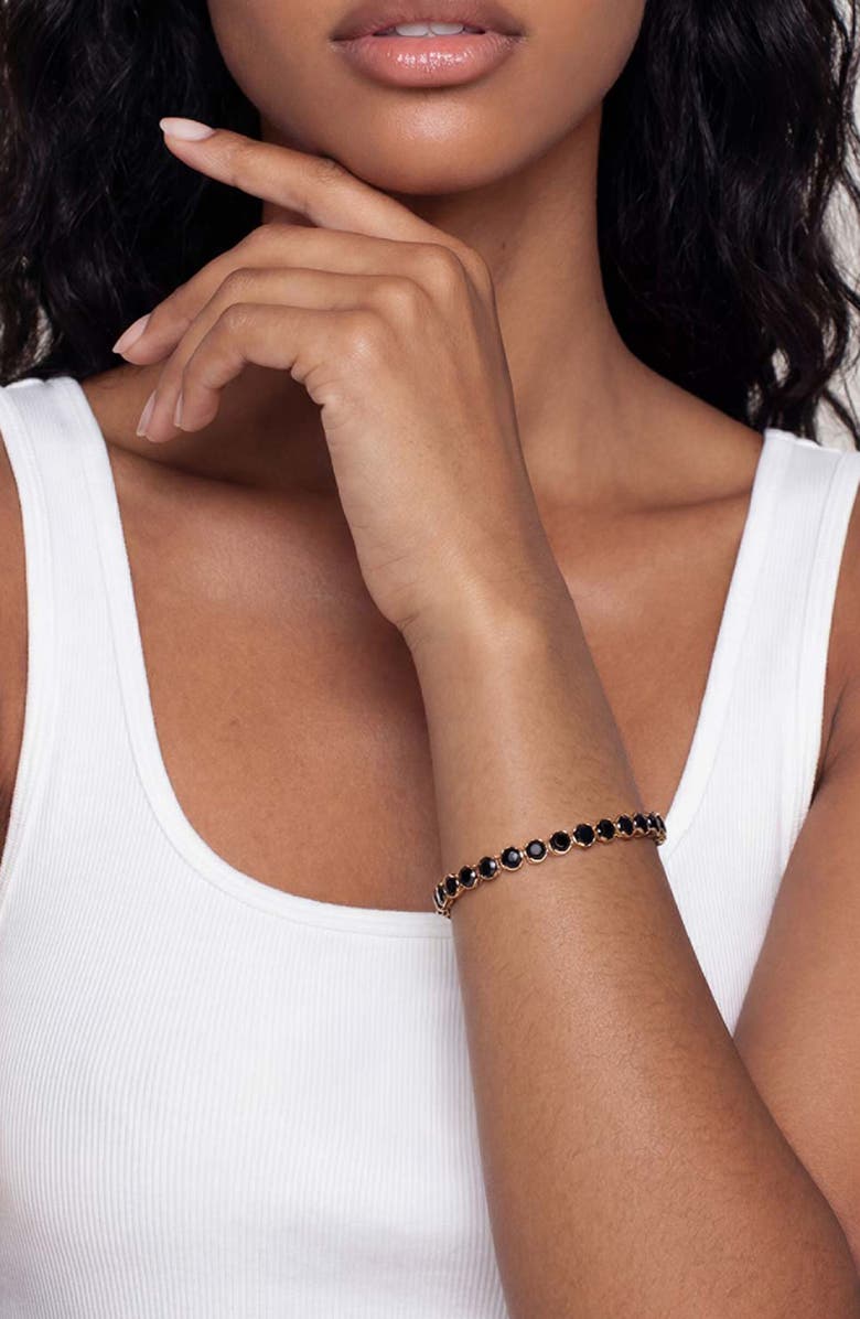 Ettika Cubic Zirconia Tennis Necklace, Alternate, color, Black