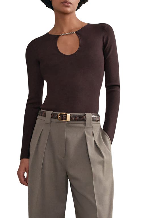 Reiss Tilly Chain Accent Cutout Top In Brown