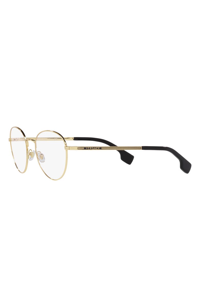 Versace 53mm Round Optical Glasses, Alternate, color, Gold