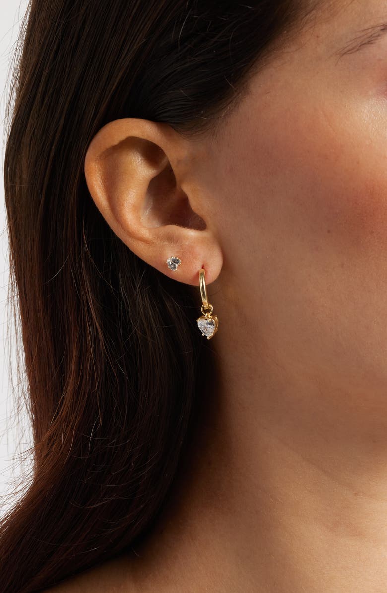 Chelsea28 3-Pack Cubic Zirconia Earrings, Alternate, color, Clear- Gold