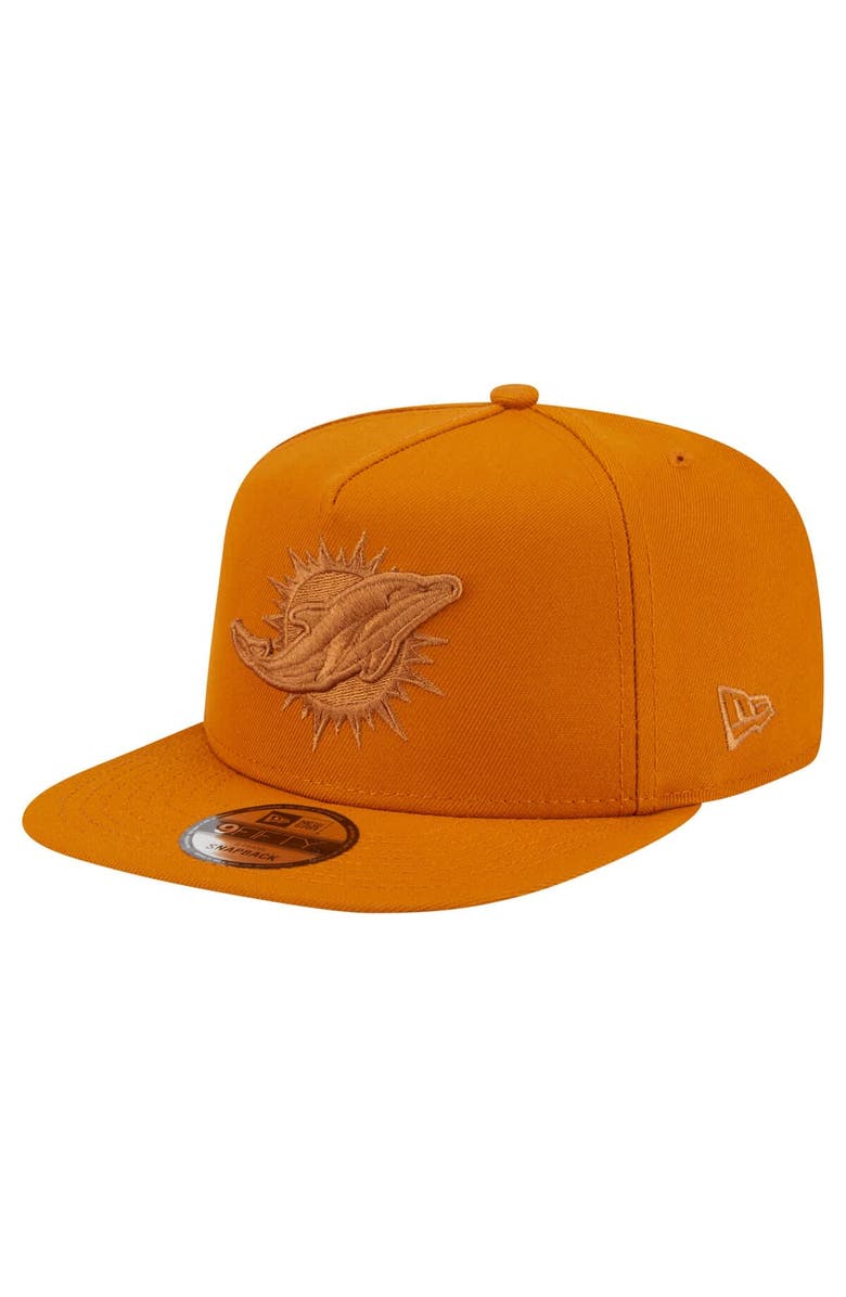 New Era Men's New Era Brown Miami Dolphins Color Pack A-Frame 9FIFTY Snapback Hat, Main, color, Brown