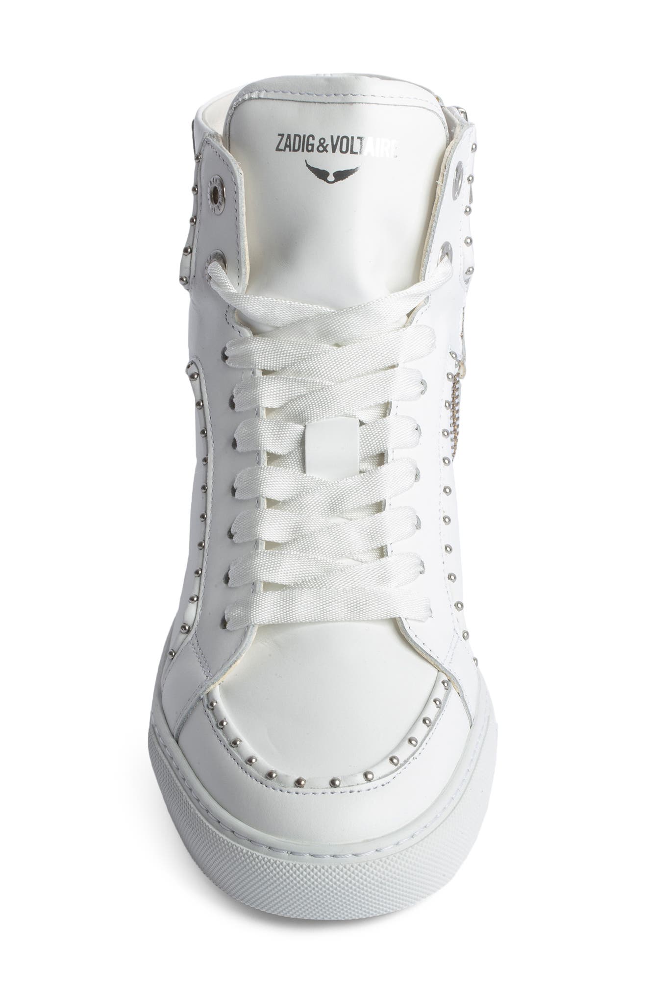 Zadig & Voltaire High Flash Smooth Platform Sneaker, Alternate, color, 