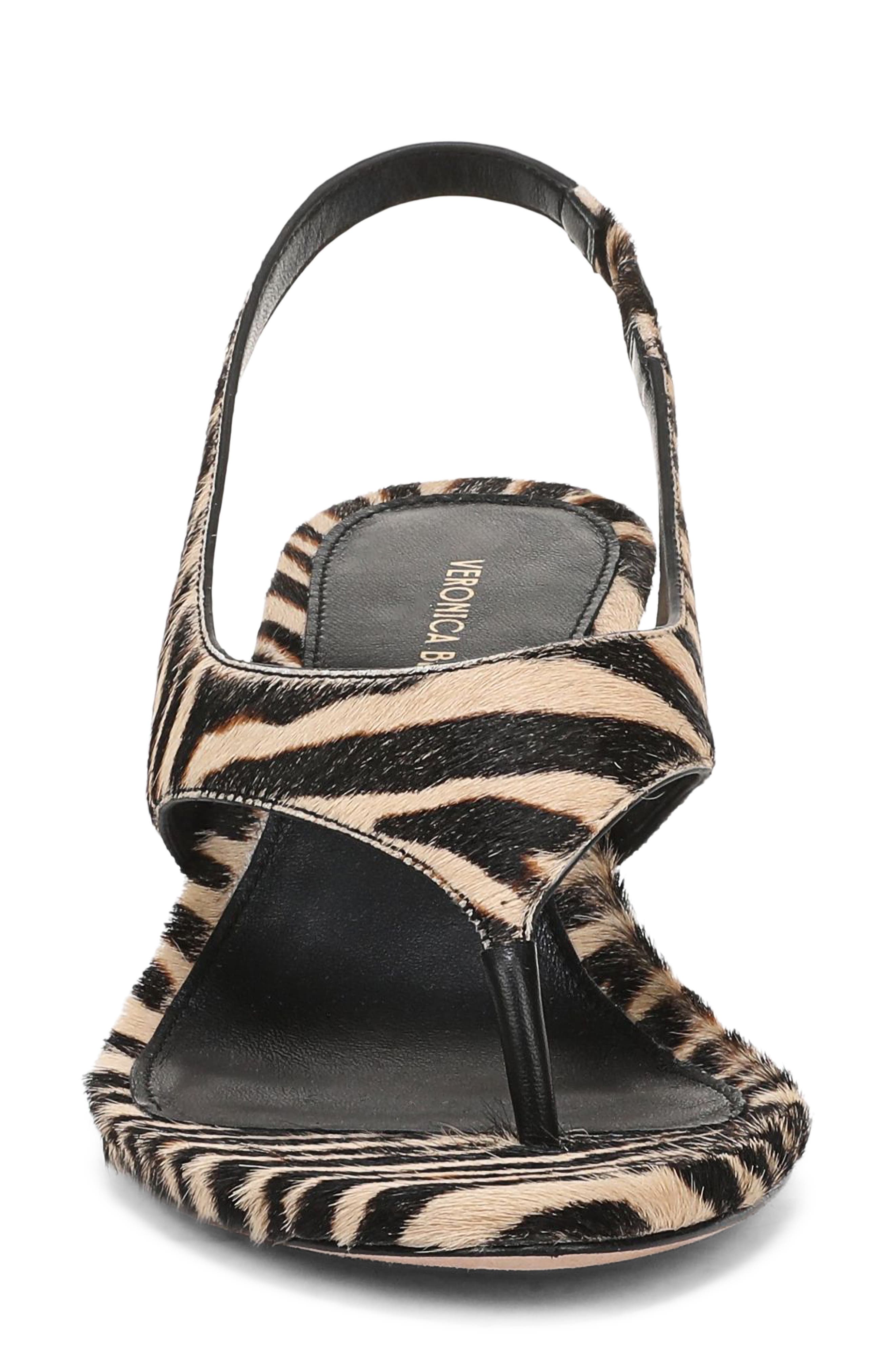 Veronica Beard Talon Slingback Thong Sandal, Alternate, color, Ziger Brown Calf Hair
