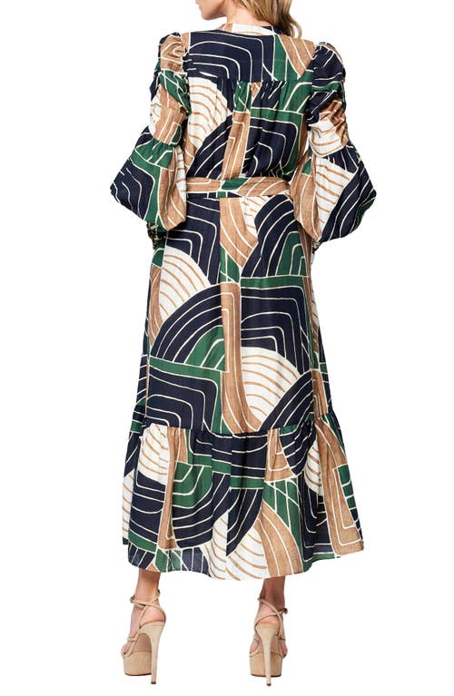 Ciebon Mariyah Print Long Sleeve Maxi Dress In Multi
