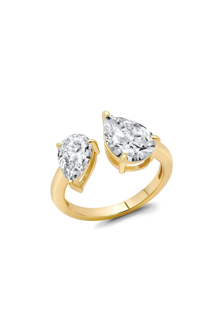 Toi et Moi Pear Open Ring, Main, color, 18KYG/ CLEAR STONE