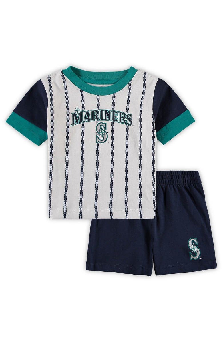 Outerstuff Toddler White/Navy Seattle Mariners Position Player T-Shirt & Shorts Set, Alternate, color, 