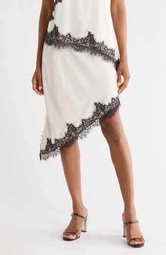 Asymetric Lace Trim Skirt