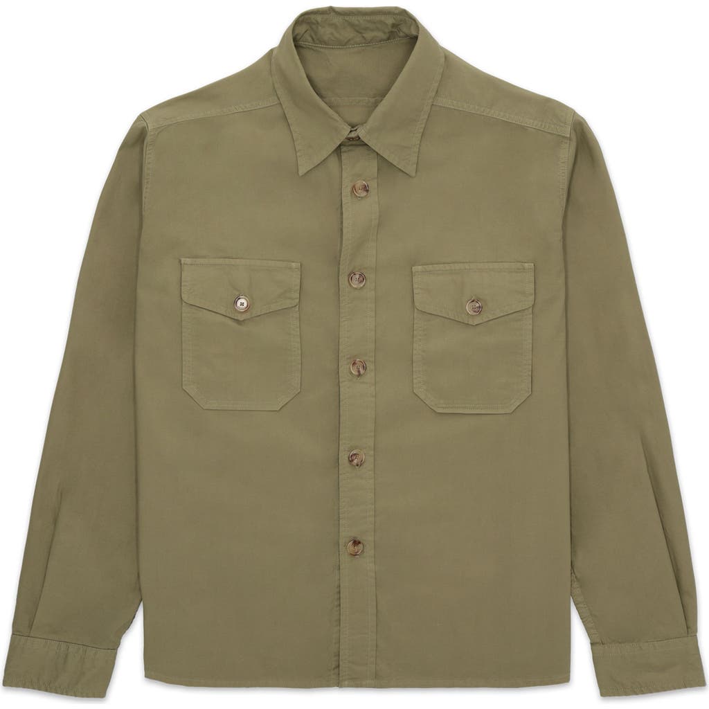 Fortela Kenny Twill Cotton Overshirt In Green