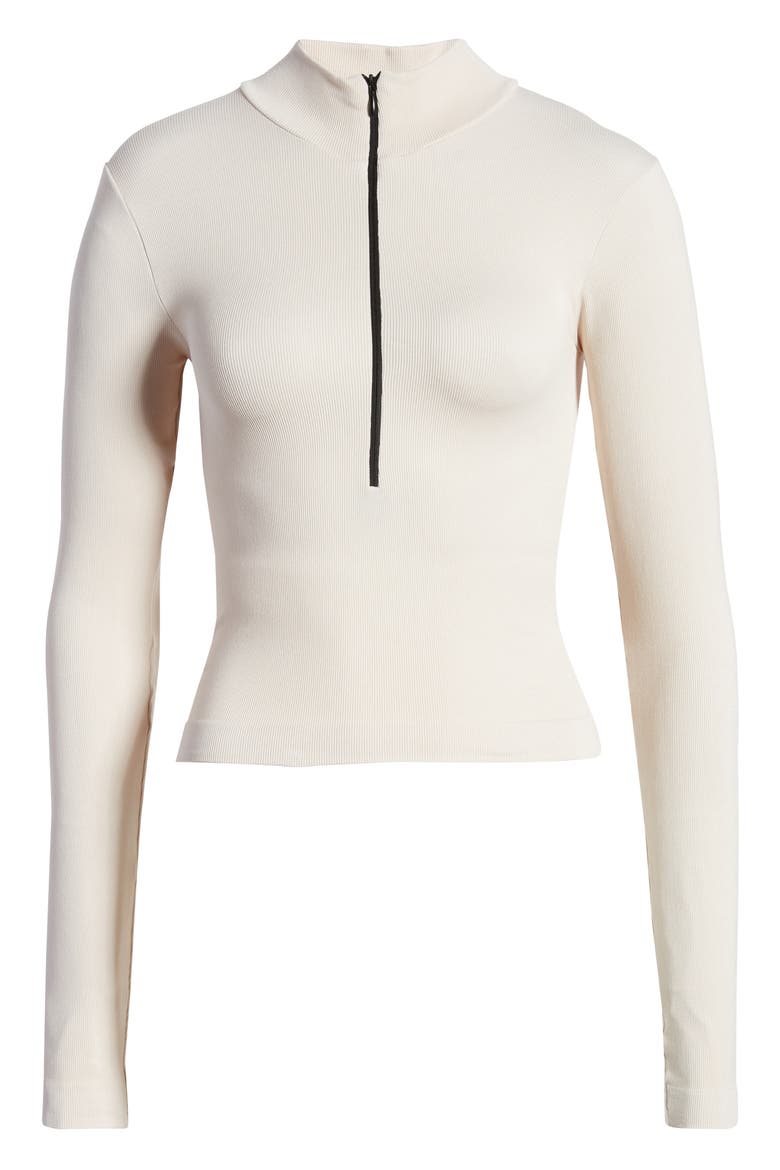 Half Zip Ribbed Top, Alternate, color, WINTER STONE