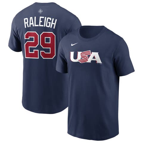Men's Nike Cal Raleigh Navy USA Baseball 2026 World Baseball Classic Name & Number T-Shirt