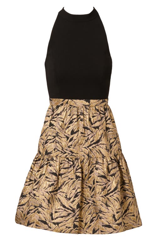 Adrianna Papell Mixed Media Metallic Fit & Flare Dress In Multi