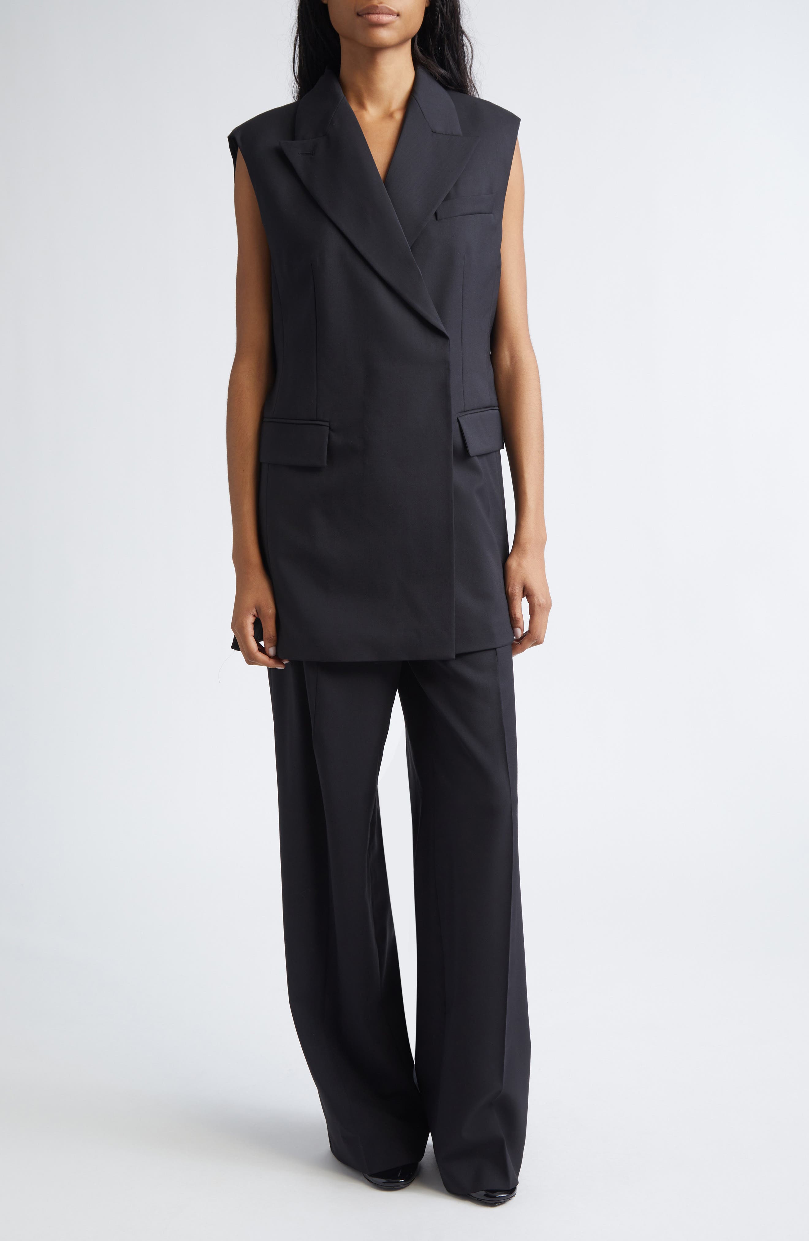 Albero Pleat Back Wool Blend Vest - image 2