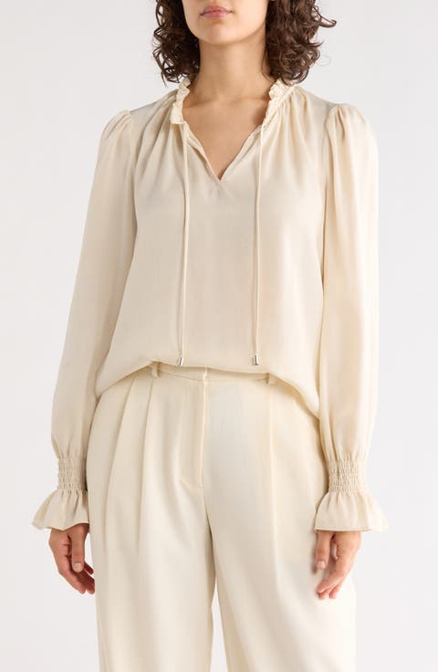 Crinkle Long Sleeve Top