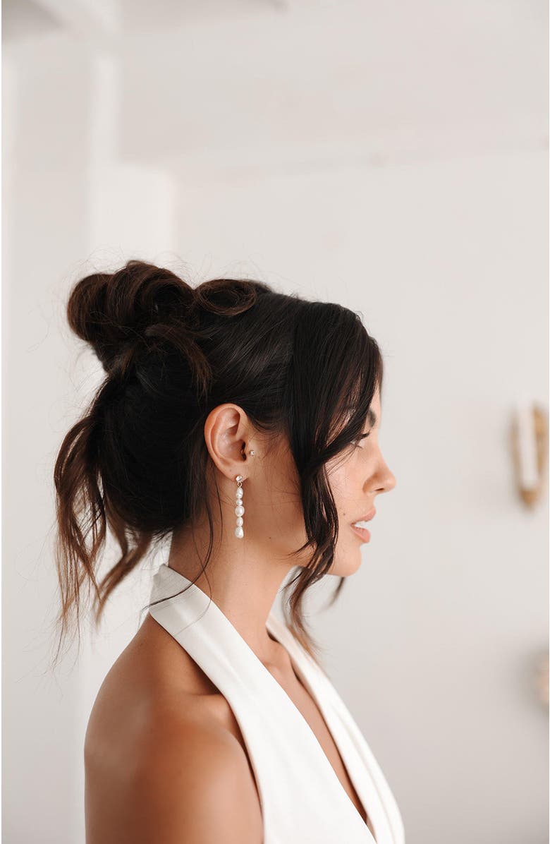 Untamed Petals Selena Pearl Drops, Alternate, color, Silver