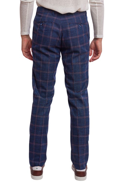 Paisley & Gray Downing Slim Flat Front Windowpane Dress Pants In Blue