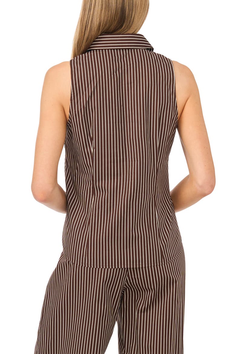 Striped Sleeveless Button-Up Shirt, Alternate, color, CHICORY COFFEE