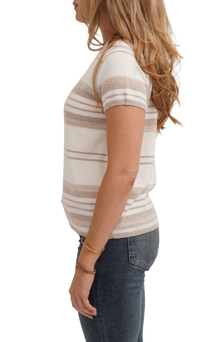 CYRUS Striped Short Sleeve Sweater, Alternate, color, Bone/ Oatmeal Cookie Heather