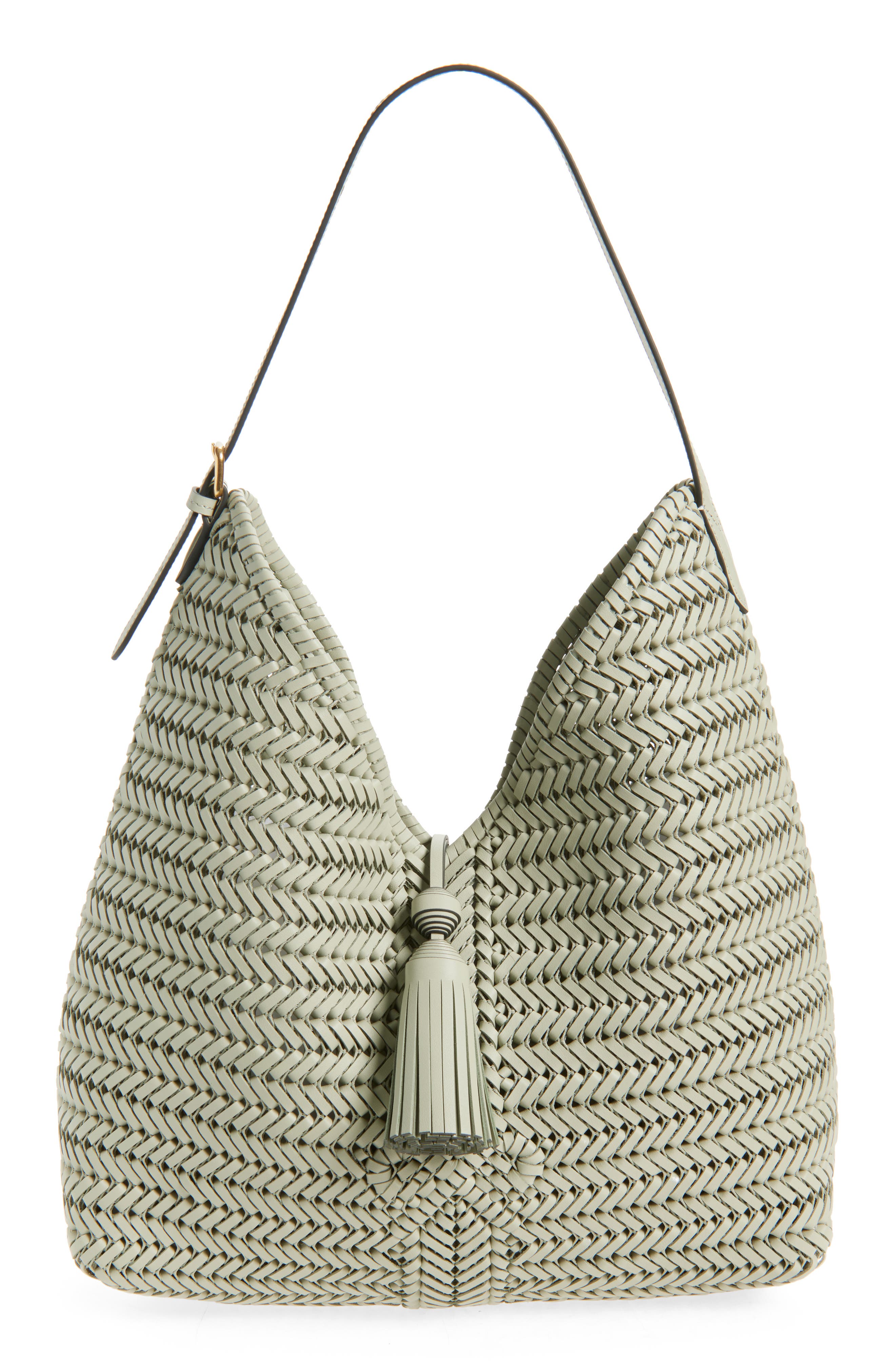Anya Hindmarch Neeson Tassel Leather Hobo Bag, Main, color, Iceberg