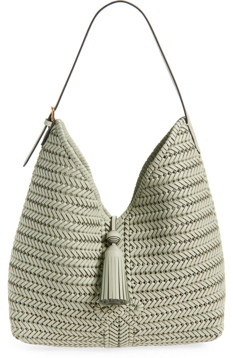 Anya Hindmarch Neeson Tassel Leather Hobo Bag, Main, color, Iceberg