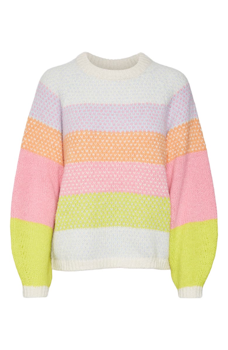 VERO MODA Cruz Rainbow Stripe Crewneck Sweater, Alternate, color, 
