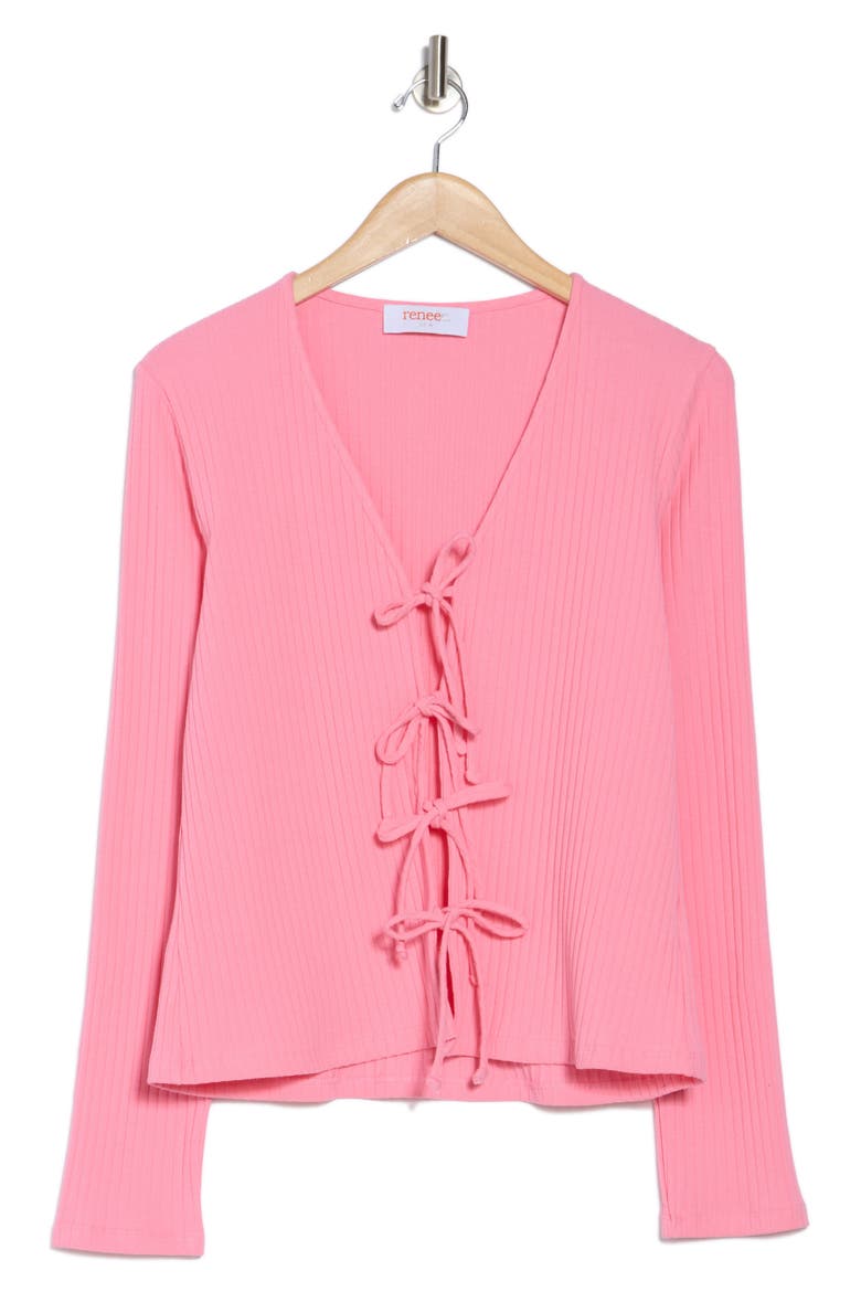 Tie Front Sweater, Alternate, color, PINK