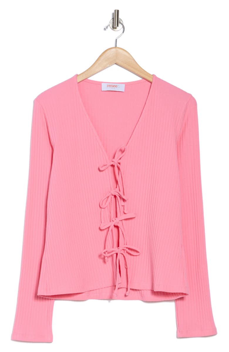 Renee C Tie Front Sweater, Alternate, color, Pink
