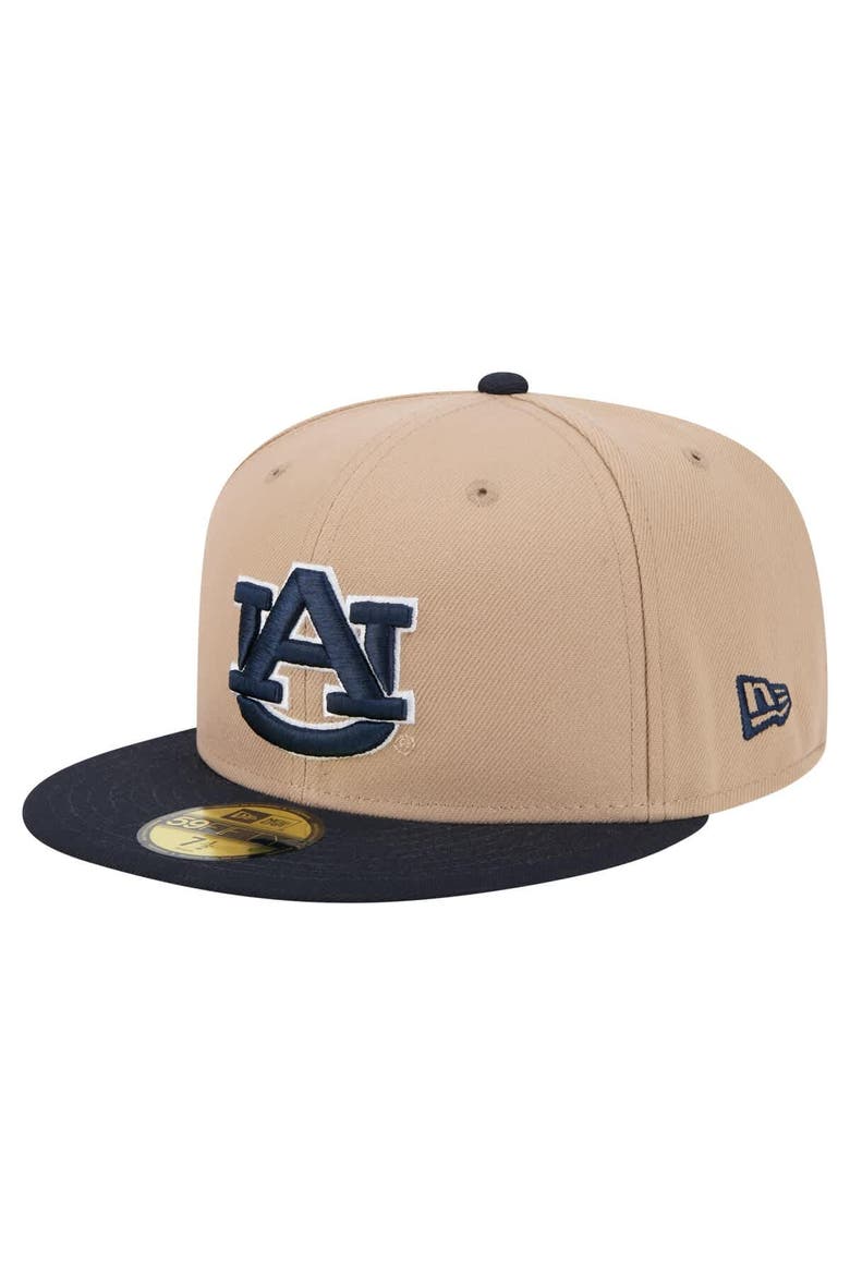 Men's New Era  Khaki Auburn Tigers Two-Tone 59FIFTY Fitted Hat, Main, color, Khaki